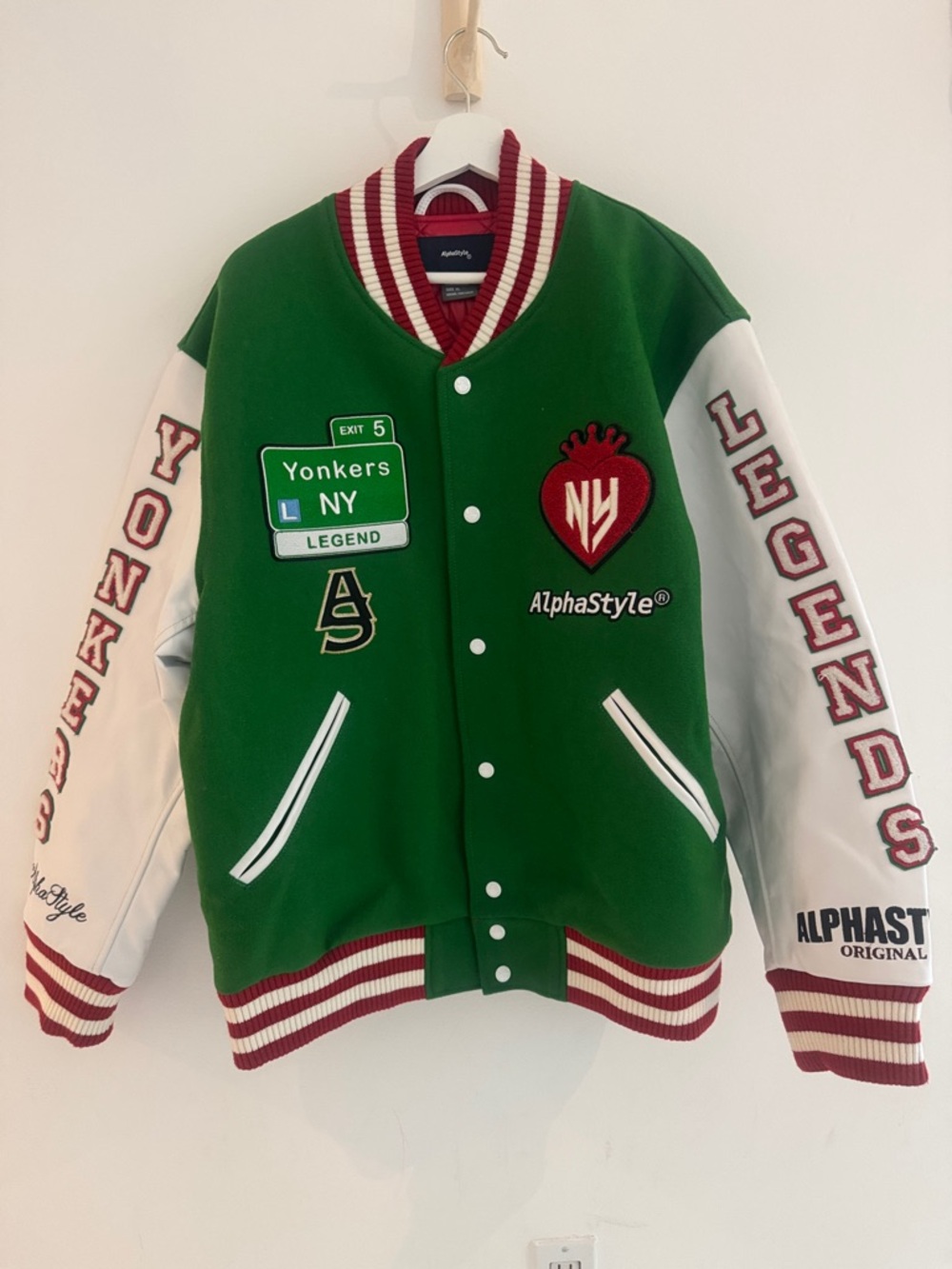 Green & White Varsity Bomber Jacket